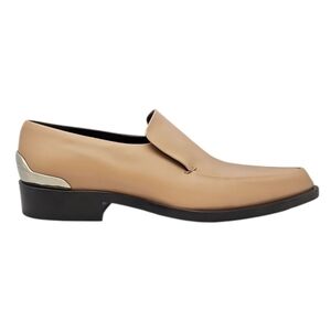JIL SANDER | Nude Leather Pointed-Toe Loafers w/ Metal Heel EU 40